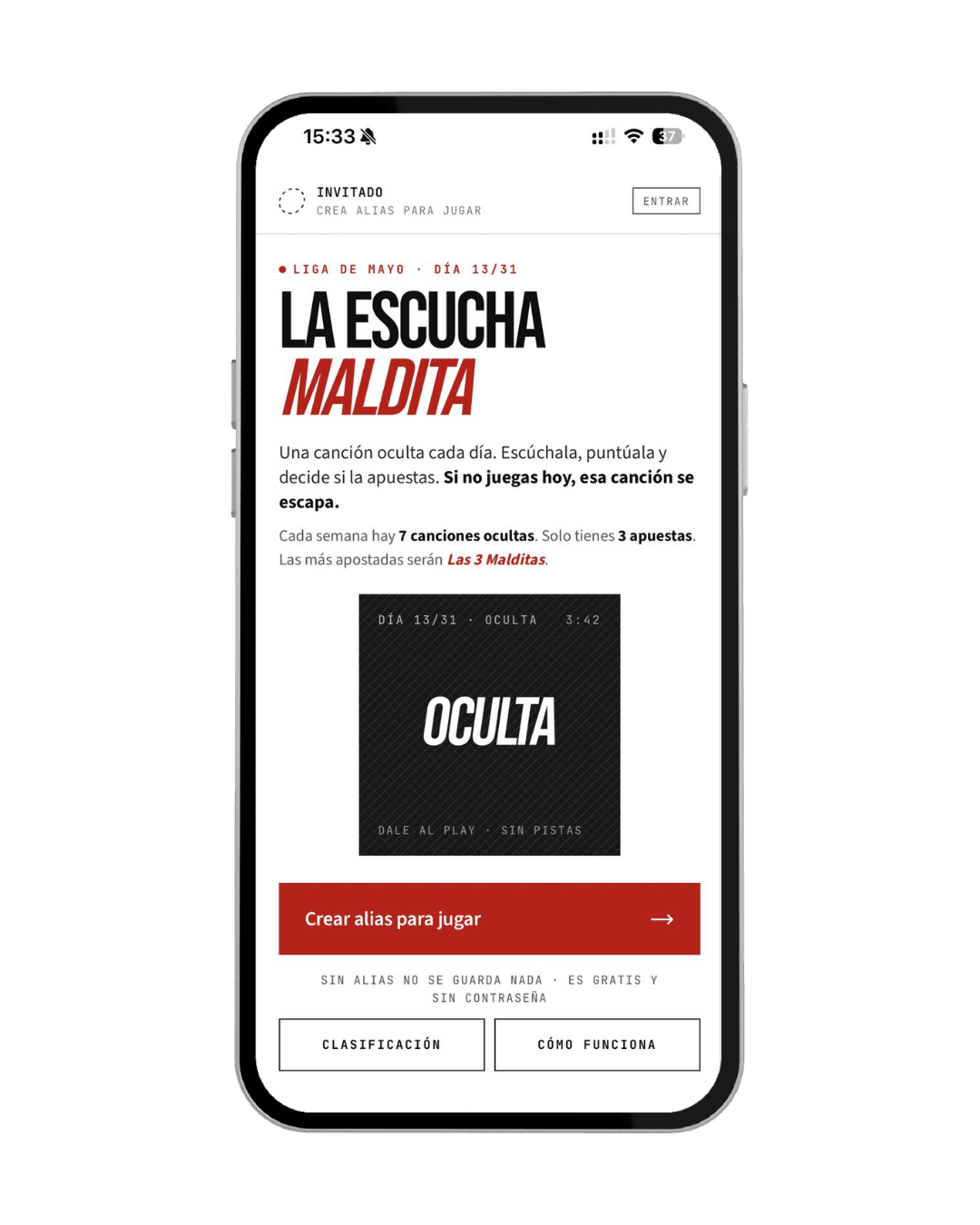 La Escucha Maldita — pantalla principal del juego